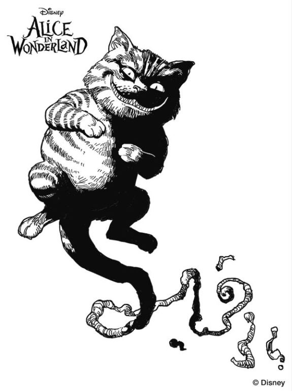 Print cheshire cat kleurplaat